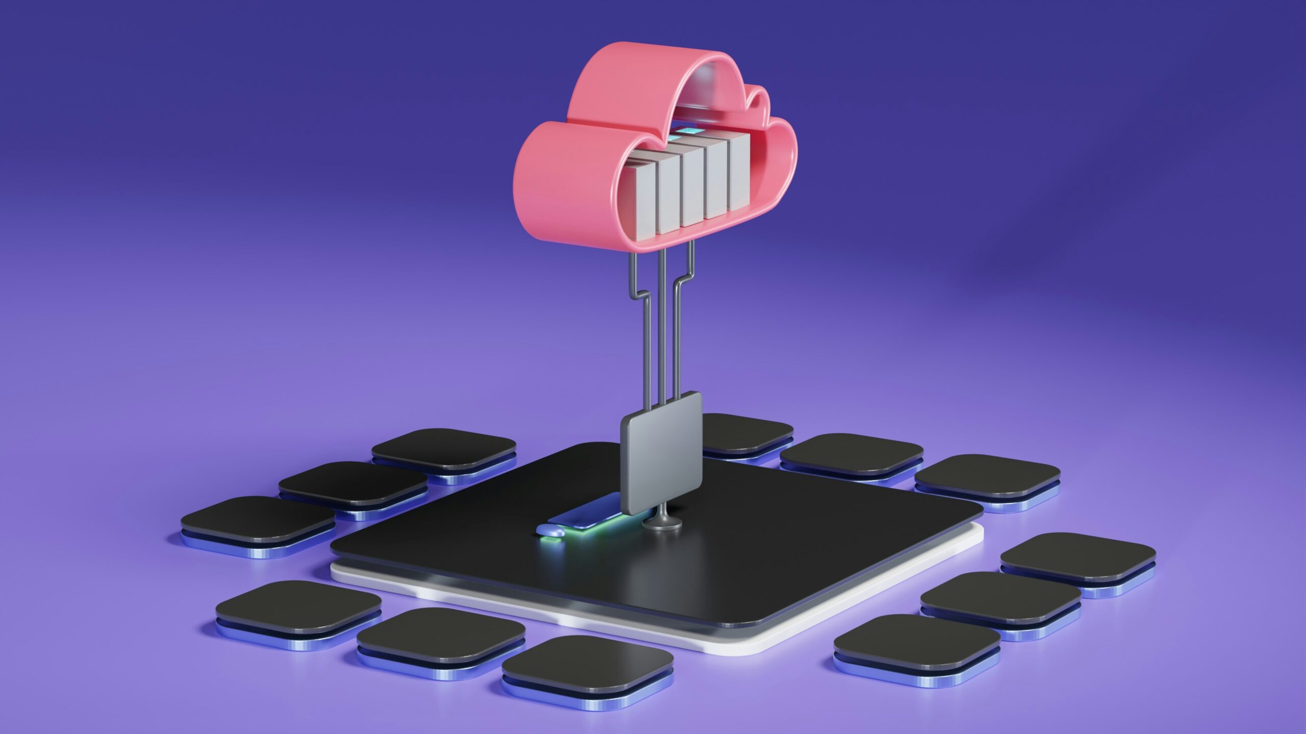 Cloud Computing An image that represents cloud computing solutions. Its a graphical representation of how data is stored or accessed in the cloud through illustration